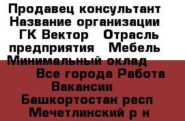 Продавец-консультант › Название организации ­ ГК Вектор › Отрасль предприятия ­ Мебель › Минимальный оклад ­ 15 000 - Все города Работа » Вакансии   . Башкортостан респ.,Мечетлинский р-н